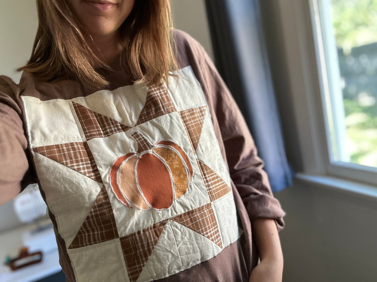 Pumpkin quilt Block Heavyweight Long sleeve shirt
