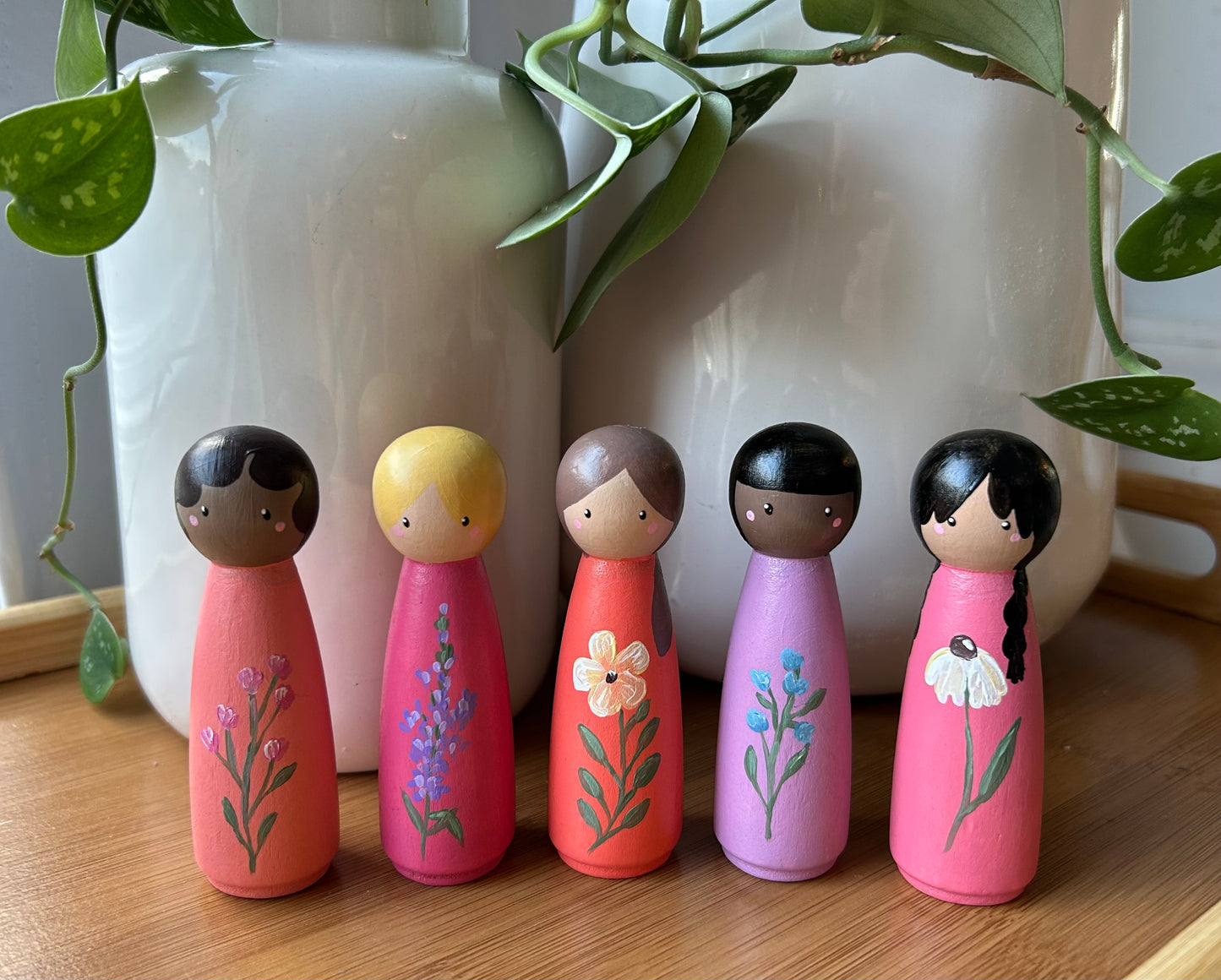 Botanical Peg Dolls - Set of 5