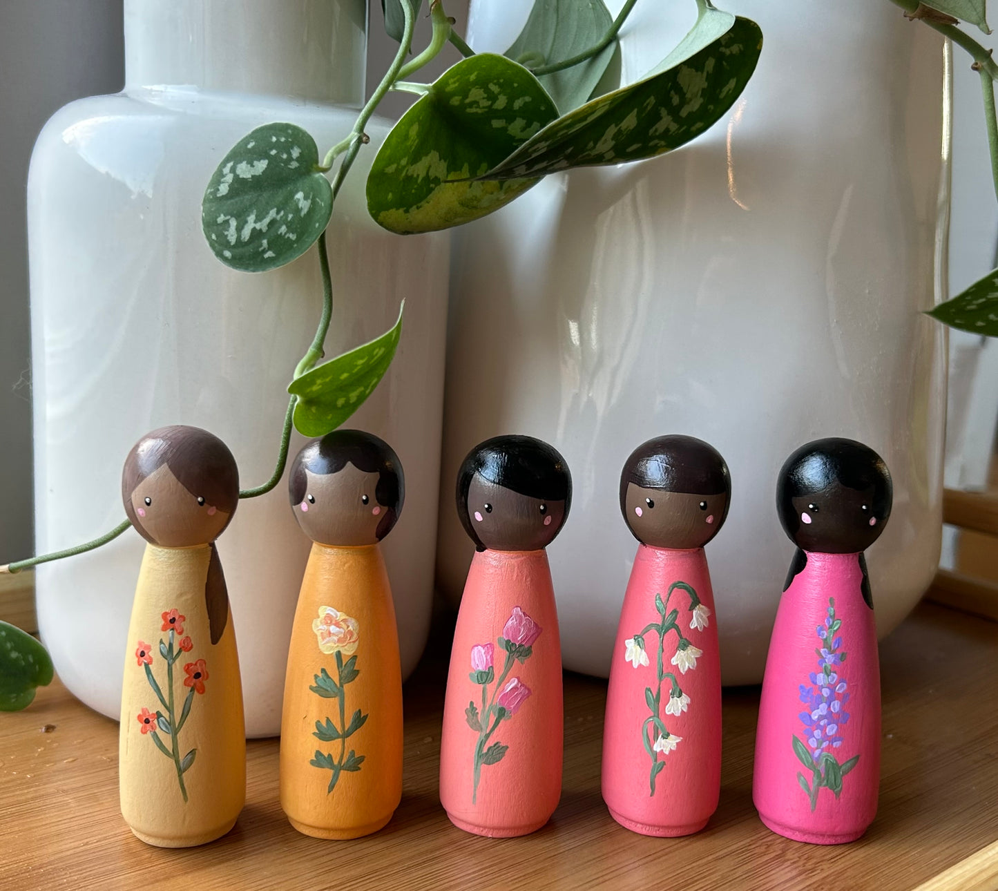 Botanical Peg Dolls - Set of 5