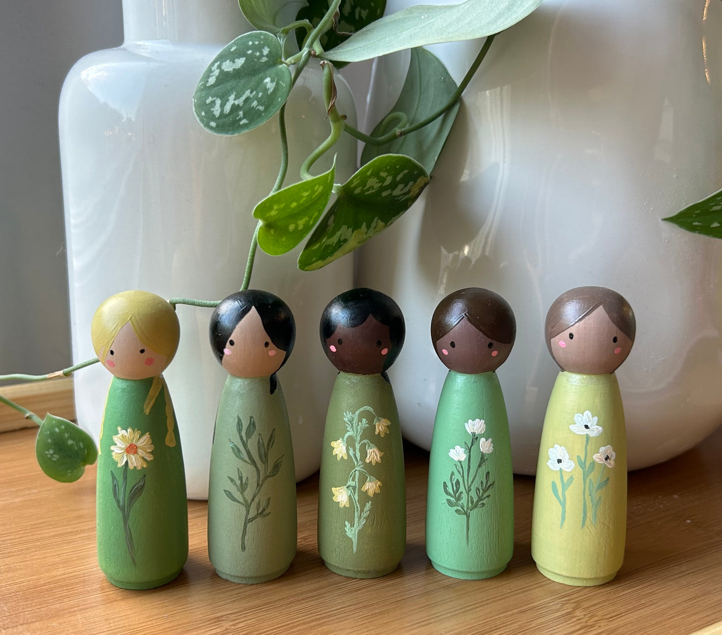 Botanical Peg Dolls - Set of 5