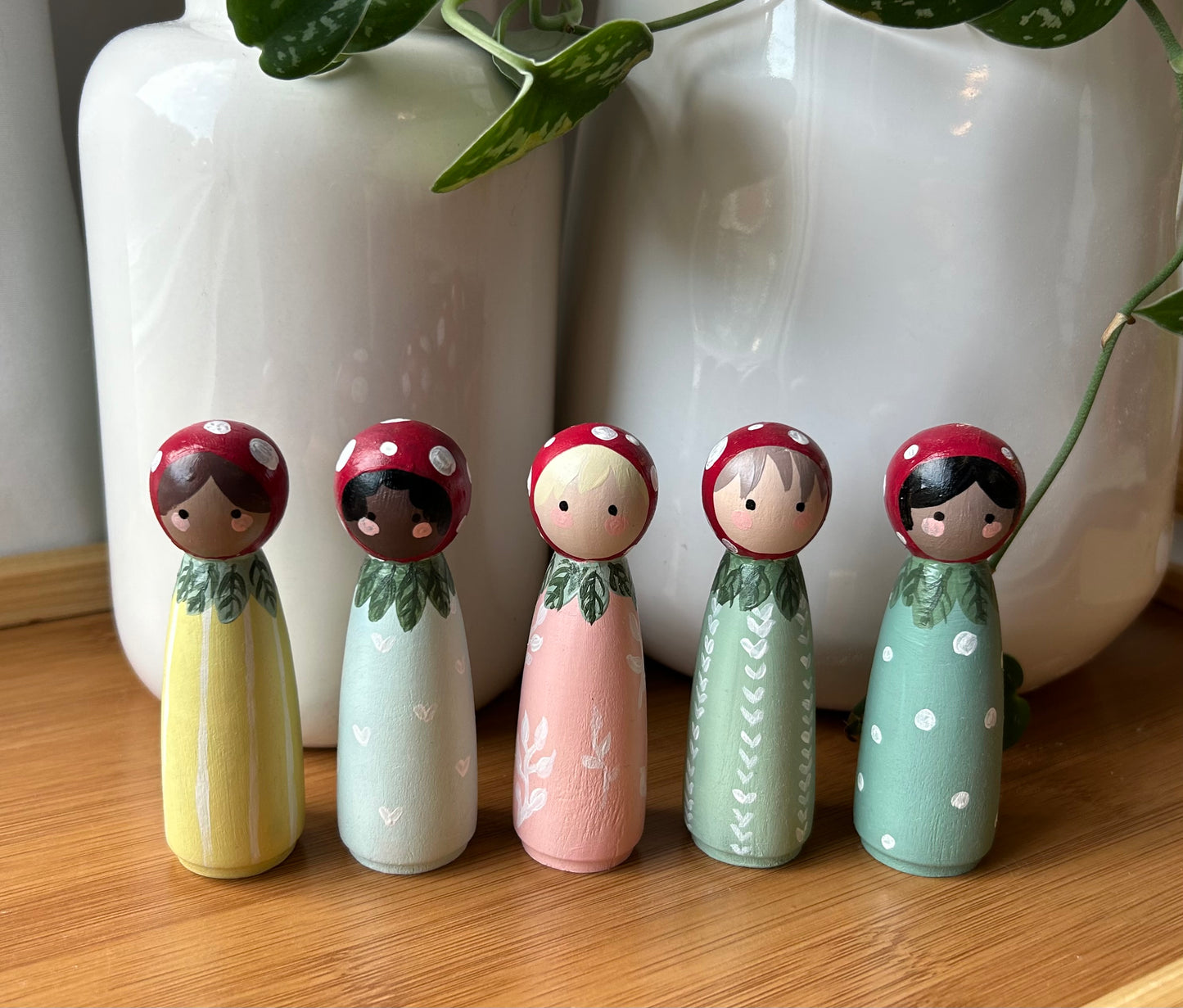 Mushroom Peg Dolls - Set of 5