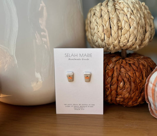 Pumpkin Spice Latte Stud Earrings