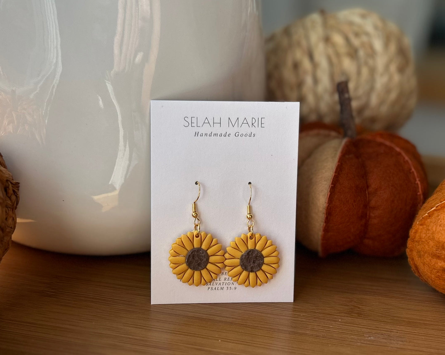 Large Sunflower Earrings