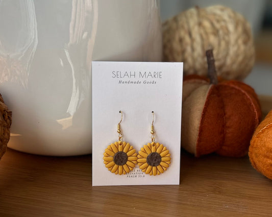 Large Sunflower Earrings