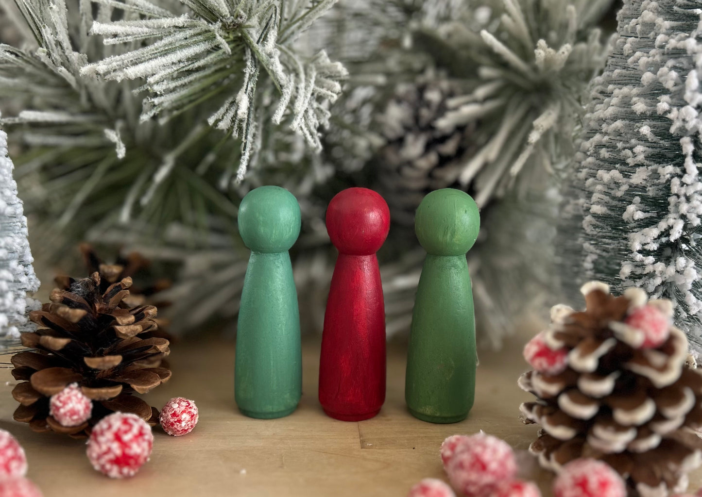 Christmas Botanicals Peg Girls- Set of 3