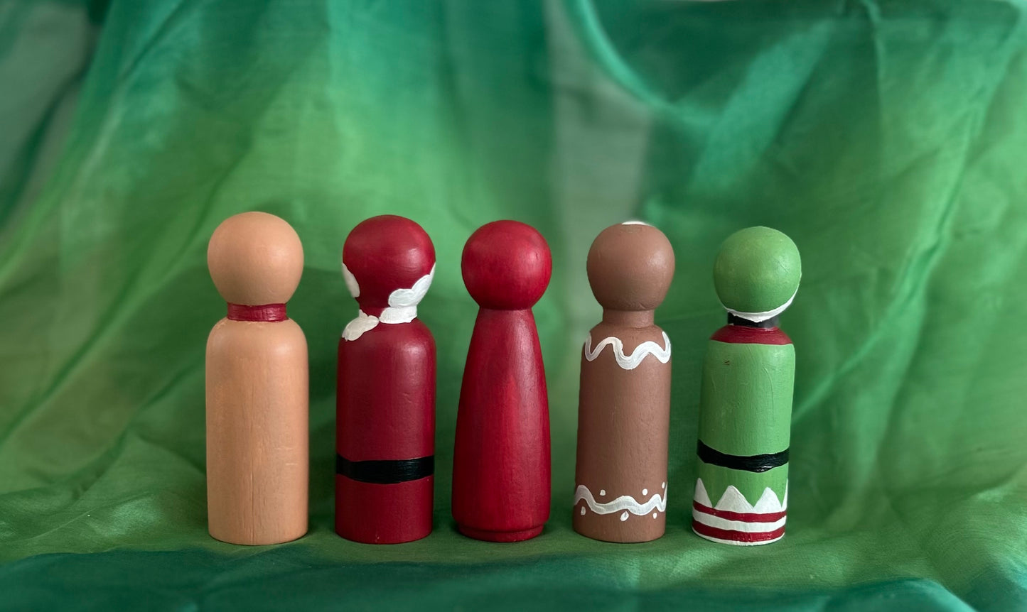 Christmas Peg Dolls - Set of 5