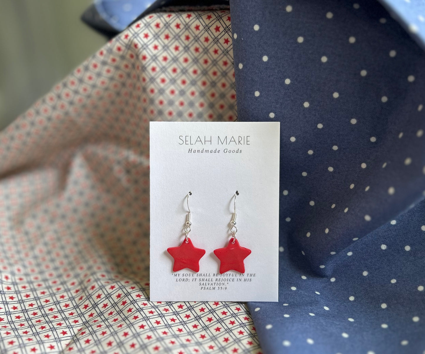 Red Star Dangle Earrings