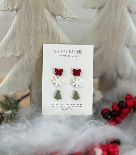 Winter Stud Earrings - Pack of 3