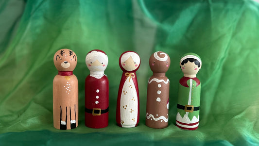Christmas Peg Dolls - Set of 5